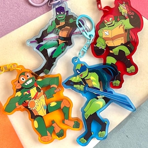 Op R-O-T-TMNT geïnspireerde sleutelhangers