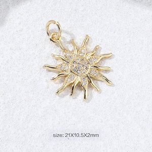 18K Gold filled Exquisite Sun God Crystal Pendant,Original Design Necklace for Women＆Men,DIY Jewelry Supply,Gift for her