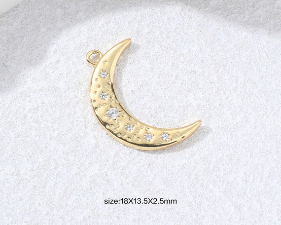 18K Gold Filled Exquisite Moon Crystal Pendant,original Design 