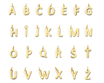 18K Gold Filled A-Z Letters Charms for Jewelry Making,Slide Glitter Pendants for Women Girls DIY Bracelet Necklace Earrings Choker Making