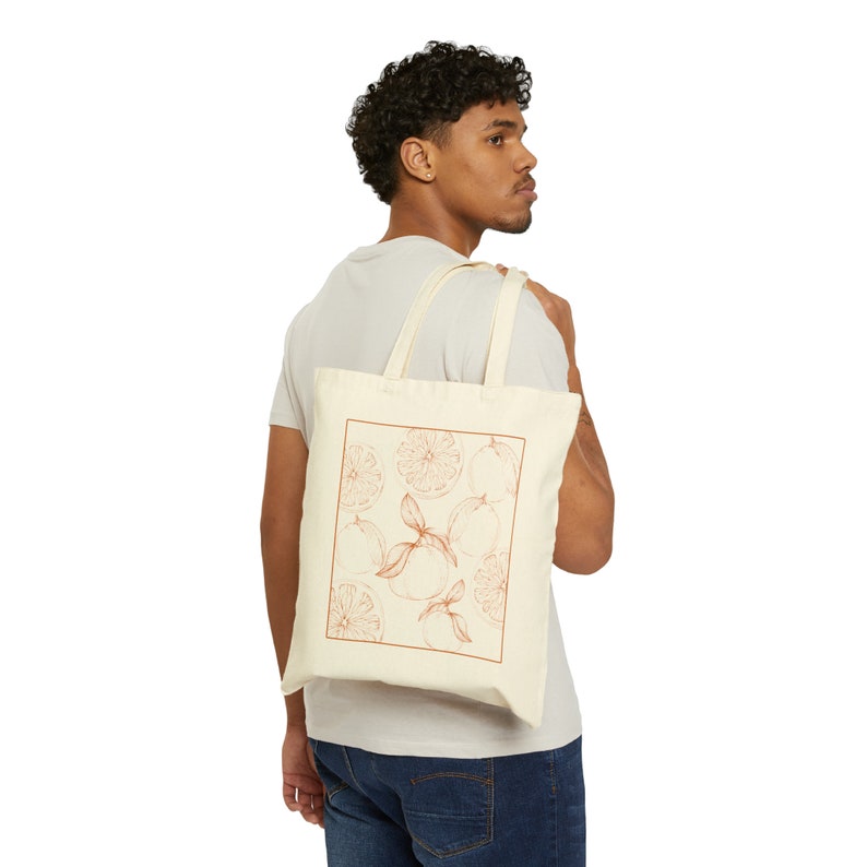Orange Line Drawing Tote Bag Tropical Bag Fruit tote Beach bag Aesthetic Shopping Bag Mid-century Style Tote Citrus Lover Gift for Gardener image 9