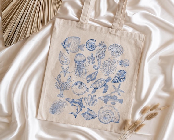 Coastal Tote Bag, Ocean tote Bag, Destination Wedding Tote, Coastal Bachelorette, Coastal cowboy, Fish tote bag, Shark Tote, Beach Bag