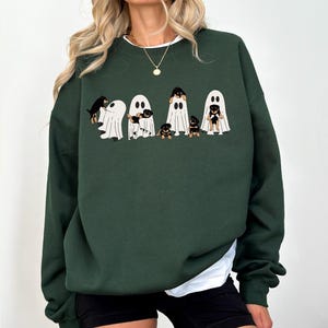 Dog Halloween Unisex Crewneck Sweatshirt Dog Ghost Rottweiler Doberman Dog Gift Dog Lover Halloween Dog Halloween sweatshirt Cute Dog ghost