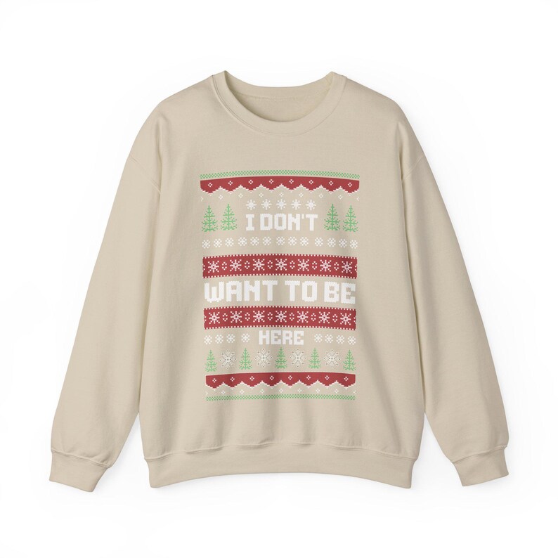 Antisoziales Weihnachts-Sweatshirt Unisex Lustig Rundhalsausschnitt Trockener Humor Weihnachten I dont want to be here Antisoziales hässliches Weihnachts-Sweatshirt Bild 9
