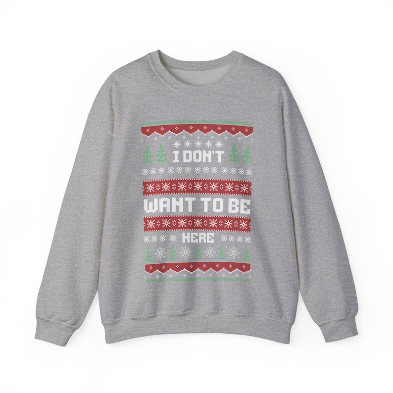 Antisoziales Weihnachts-Sweatshirt Unisex Lustig Rundhalsausschnitt Trockener Humor Weihnachten I dont want to be here Antisoziales hässliches Weihnachts-Sweatshirt Bild 10