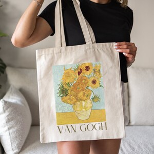 Van Gogh Tote Oil Painting Tote Bouquet of Sunflowers Vintage Art Tote Classic Art Aesthetic Grocery Bag Vincent Van Gogh Art Cavas Bag