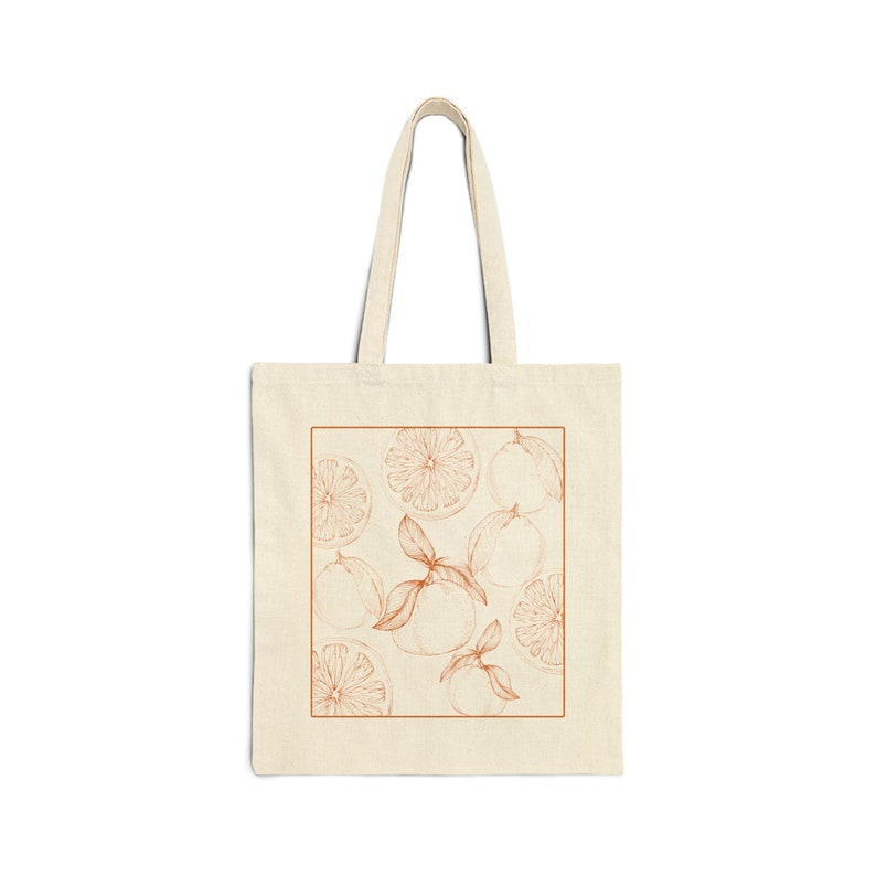 Orange Line Drawing Tote Bag Tropical Bag Fruit tote Beach bag Aesthetic Shopping Bag Mid-century Style Tote Citrus Lover Gift for Gardener image 4