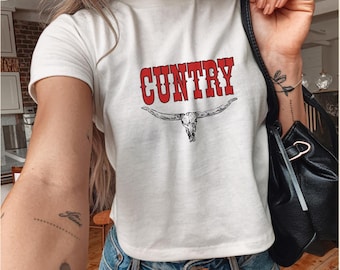 Cuntry Rodeo Baby tee, Cowgirl Shirt, Cowboy Tee, Horse Lover Gift, Western Shirt, Funny Y2K Western shirt, Country Crop top, Funny rodeo
