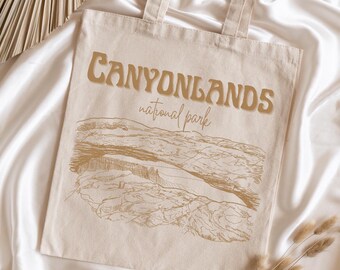 Canyonlands National Park Tote Bag Hiking Gift Hiking gals National Park Gifts Outdoor Simple National Park Party Canvas Tote Simple Line