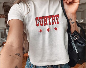 Cuntry Rodeo Baby tee, Cowgirl Shirt, Cowboy Tee, Horse Lover Gift, Western Shirt, Funny Y2K Western shirt, Country Crop top, Funny rodeo