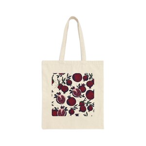 Pomegranate Tote Granola girl Gift Vintage fruit tote Nature Lover Gift Plant tote botanical Bag Flower Tote bag image 7