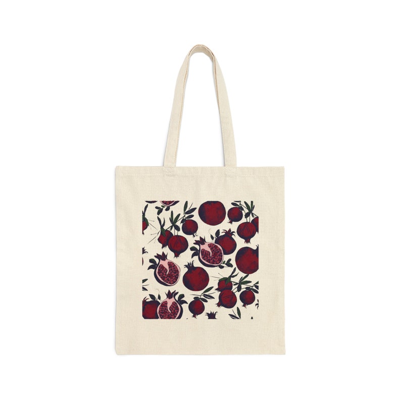 Pomegranate Tote Granola girl Gift Vintage fruit tote Nature Lover Gift Plant tote botanical Bag Flower Tote bag image 7