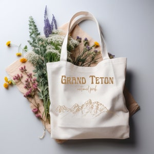 Grand Teton National Park Einkaufstasche Wandern Tote Geschenk für Wandern gals National Park Geschenke Outdoor Einfache Nationalpark Baumwollsegeltuch-Einkaufstasche