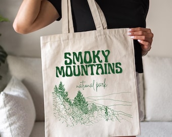 Smoky Mountains National Park Tote Bag National Park Gift Outdoorsy Tote Pine Tree Granola Girl Gift Vintage National Park Bag Hiker Gift