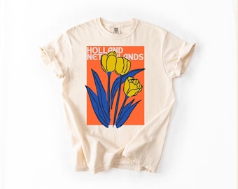 Holland Netherland Tshirt, Tulpen Blumen Amsterdam, gelbe Tulpe Shirt, Holland Poster, Reisegeschenk, Wonderer Geschenk, Europa Sommer T-Shirt