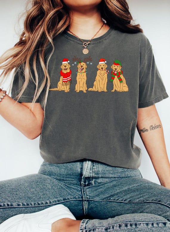 Maglietta Natalizia Con Golden Retriever In Tasca - Pigiama Divertente - Foto 12