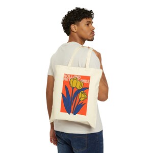 Torba typu tote Holland Torba typu tote z motywem tulipanów w kwiaty Bold Color Amsterdam Yellow Tulip Tote Torba typu tote z plakatem podróżnym i nadrukiem blokowym zdjęcie 9