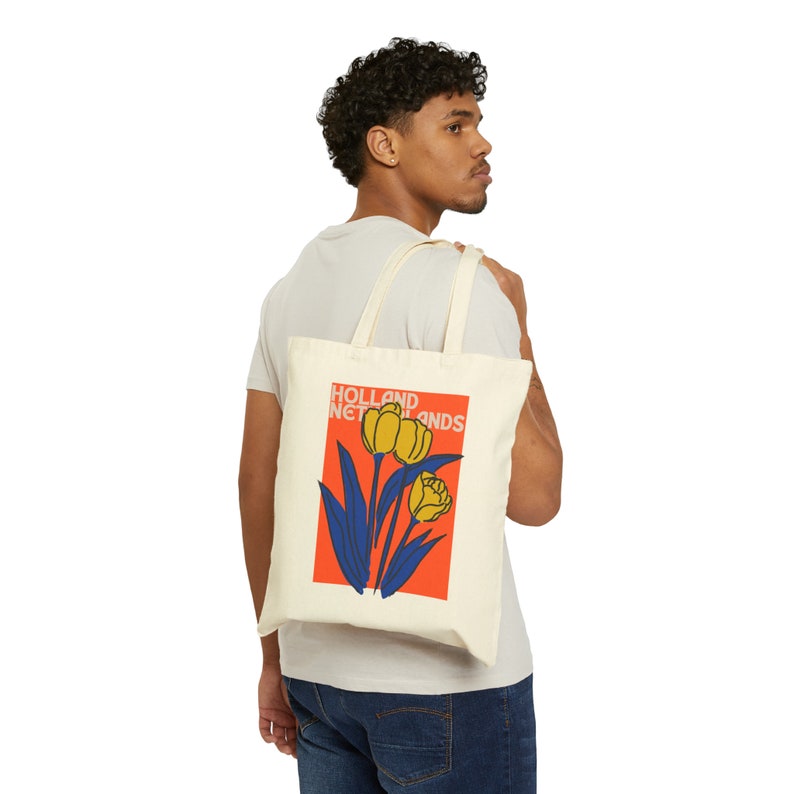 Torba typu tote Holland Torba typu tote z motywem tulipanów w kwiaty Bold Color Amsterdam Yellow Tulip Tote Torba typu tote z plakatem podróżnym i nadrukiem blokowym zdjęcie 9