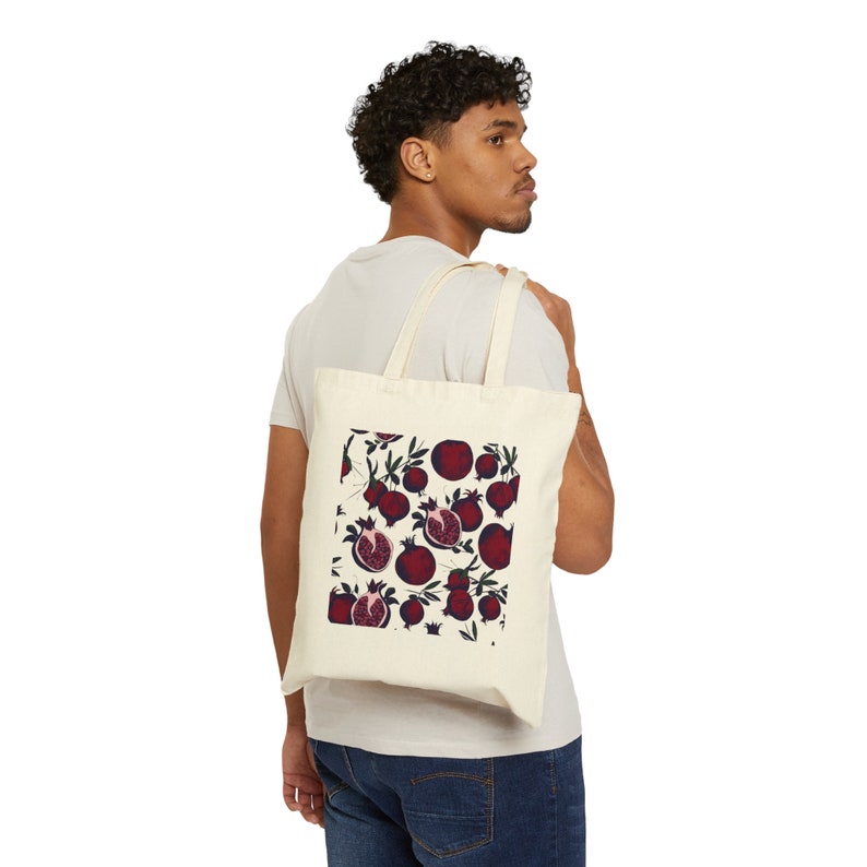 Pomegranate Tote Granola girl Gift Vintage fruit tote Nature Lover Gift Plant tote botanical Bag Flower Tote bag image 8