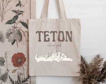 Teton National Park Tote, Müsli-Mädchen-Geschenk, Wanderer-Geschenk, Nationalpark-Geschenk, Wyoming-Einkaufstasche, Nationalpark-Gastgeschenk, Natur-Einkaufstasche