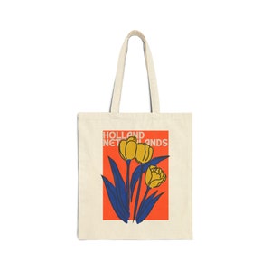 Torba typu tote Holland Torba typu tote z motywem tulipanów w kwiaty Bold Color Amsterdam Yellow Tulip Tote Torba typu tote z plakatem podróżnym i nadrukiem blokowym zdjęcie 2
