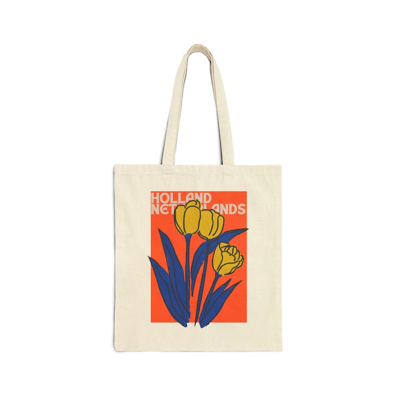 Torba typu tote Holland Torba typu tote z motywem tulipanów w kwiaty Bold Color Amsterdam Yellow Tulip Tote Torba typu tote z plakatem podróżnym i nadrukiem blokowym zdjęcie 2