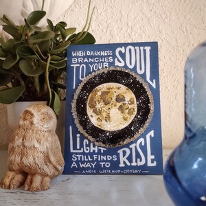 Celestial Wooden Moon Sign, Hand-painted Magical Moon and Star Encouragement Decoration, Angie Weiland-Crosby Quote Plaque