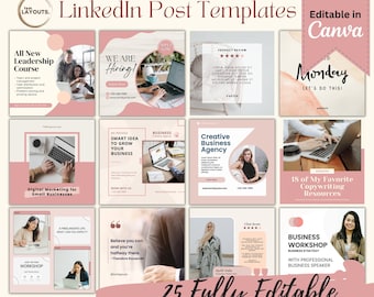 LinkedIn Social Media Post Templates CANVA Editable Post Templates LinkedIn Templates Business Social Media Templates for Small Businesses