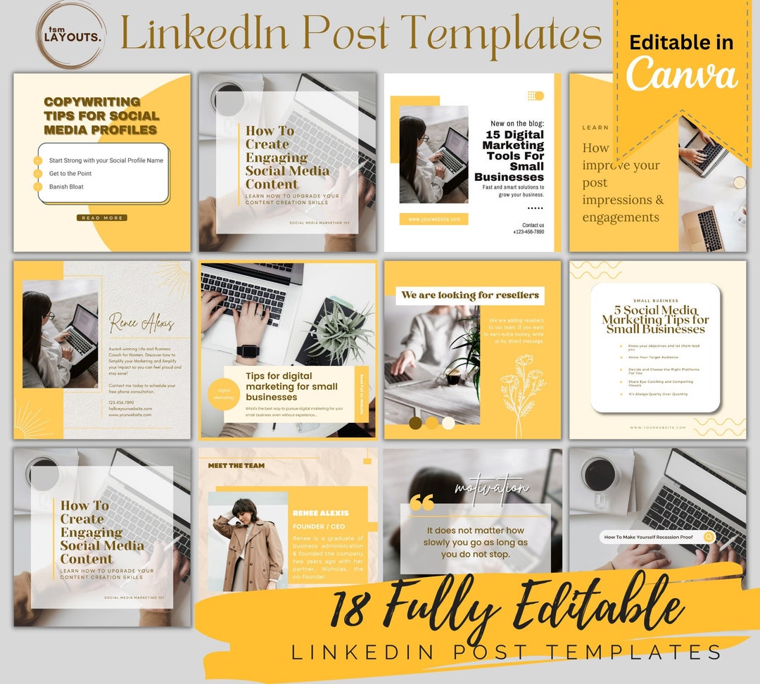 18 INSTANT DOWNLOAD Professional Linkedin Post Templates - Etsy