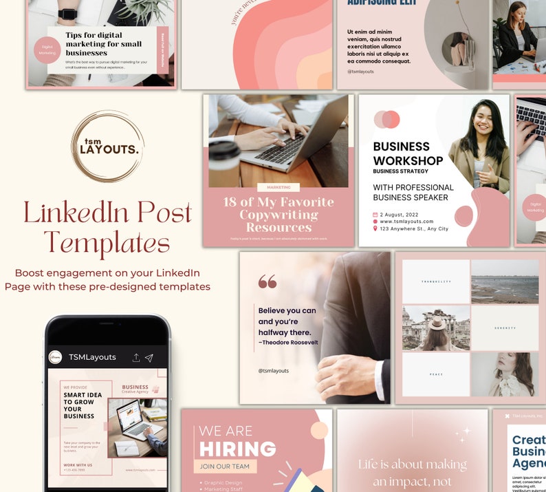 25 Pink INSTANT DOWNLOAD Professional Linkedin Templates - Etsy
