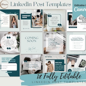 LinkedIn Post Templates Editable LinkedIn Visual Content Templates Engagement Social Media Templates INSTANT DOWNLOAD LinkedIn Marketing