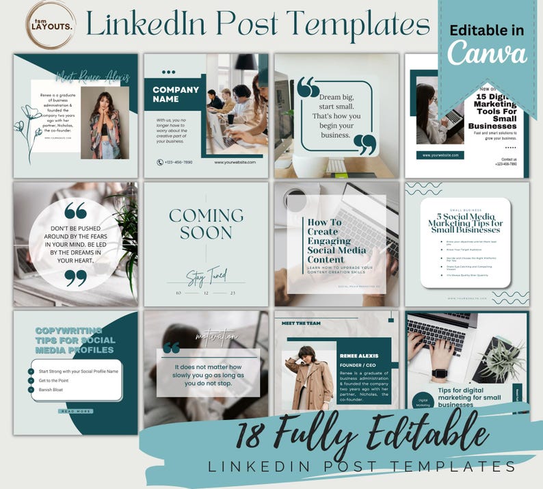 LinkedIn Post Templates Editable LinkedIn Visual Content Templates Engagement Social Media Templates INSTANT DOWNLOAD LinkedIn Marketing
