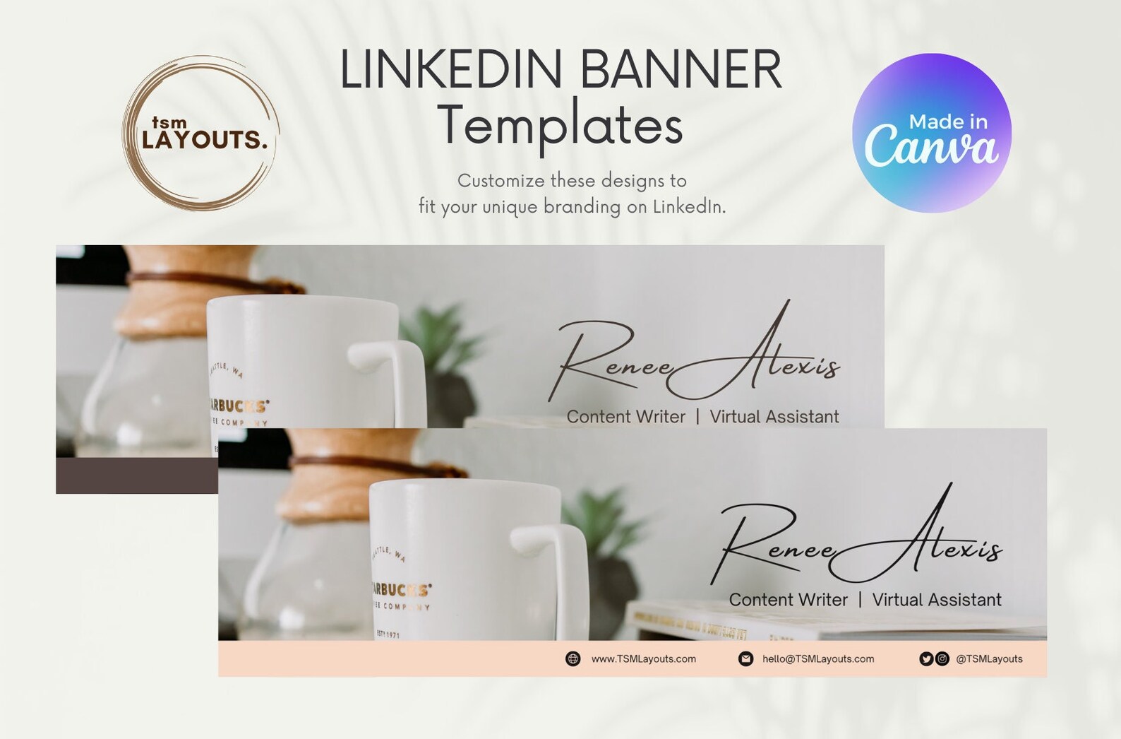 Linkedin Banner Canva Editable Templates for Creatives Aesthetic ...