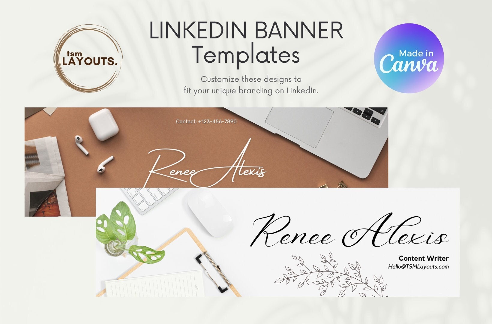 Linkedin Banner Canva Editable Templates for Creatives Aesthetic ...