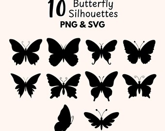 Butterfly Silhouette SVG Bundle, Insect Clipart & Vinyl Cut Files for Cricut and Silhouette, Digital Download