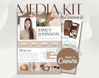 Editable Influencer Media Kit Template: Canva UGC Creator Rate Sheet (Digital Download)