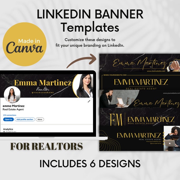 Onroerend goed LinkedIn Banner Canva bewerkbare sjabloon voor makelaar LinkedIn Banner voor persoonlijke branding Linkedin Header voor makelaar