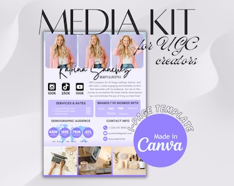 Influencer Media Kit Canva Rate Sheet Template Blogger Press Social Media Kit Editable Template Instagram UGC Media Kit Influencer Marketing