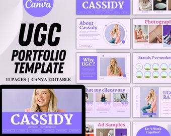 UGC Portfolio Template Canva Editable Customizable UGC Editable Template UGC Website Template Purple Aesthetic Portfolio Template Media Kit