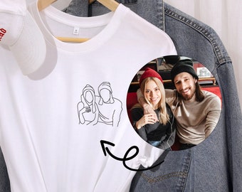 Retrato personalizado Camiseta con foto bordada, sudadera con foto de contorno, retrato personalizado. Sudaderas, sudadera de pareja, sudaderas del día de San Valentín