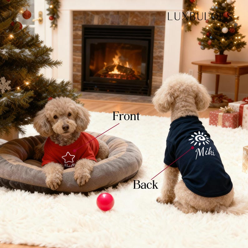 Camiseta personalizada de Natal para cachorro, pijamas de Natal, camiseta de aniversário para cachorro, presentes para amantes de animais de estimação, camiseta personalizada para cachorro, roupas para filhotes, camiseta de Natal para cachorro imagem 3