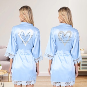 Personalized Satin Lace Bridesmaid Robes, Wedding Gift, Bridal Party Robes, Bridal Robe, Bridesmaid Gift, Gift for Her