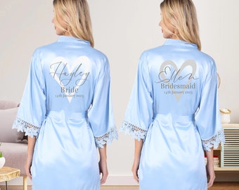 Personalized Satin Lace Bridesmaid Robes, Wedding Gift, Bridal Party Robes, Bridal Robe, Bridesmaid Gift, Gift for Her