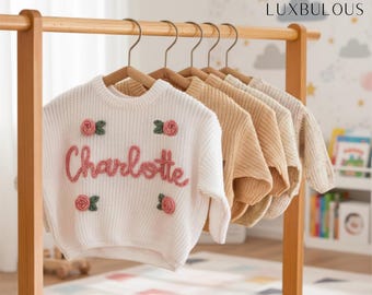 Handmade Baby Sweater, Embroidered Knit Sweater, Baby’s First Christmas Sweater, Kids Sweater, Baby Shower Gift, Baby Gifts, Kids Jumper