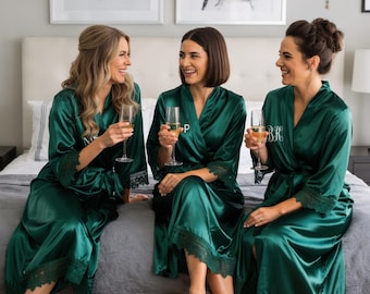 Personalized Bridesmaid Robes, Getting Ready Robe, Women Long Robe, Bridal Shower Gift, Gift for Her, Bachelorette Party Gift, Wedding Favor