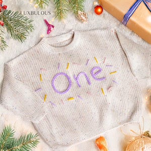 Personalized Birthday Sweater, One Birthday, Christmas Sweater, Knit Toddler Sweater, Birthday Girl, First Birthday Boy Girl, Baby Gifts