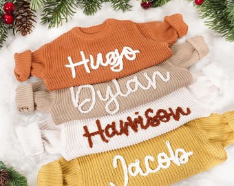 Personalized Christmas Sweater, Monogram Sweater, Xmas Sweater, Kid Name Sweater, Baby Shower Gift, Toddler Jumper, Santa Baby Sweater