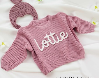 Personalized Kids Sweater, Custom Name Jumper, Kids Embroidered Jumper, New Mom Gift, Kids Sweatshirt, Baby Shower Gifts, Kids Gifts-DE