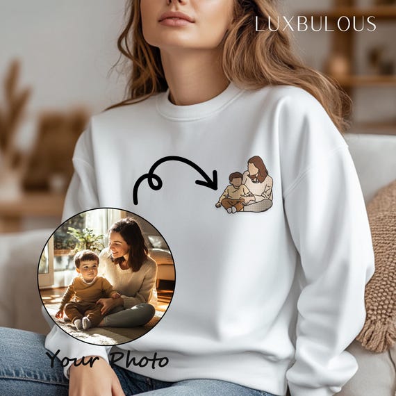 Sudadera bordada personalizada, camisa bordada, sudadera con foto