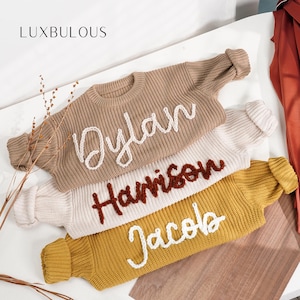 Personalized Christmas Baby Sweater, Baby Clothing, Toddler Name Sweater, Santa Jumper for Kid, Holiday Gift, Kid Birthday Gift, Kid Wear-DE
